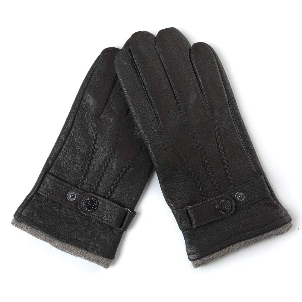 Winter Warm Lined Driving Motorcycle Dress Gloves For Men Women 3 Size Brown