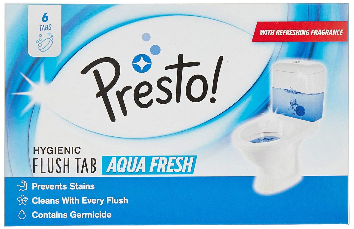 Amazon Brand - Presto! Hygienic Flush Tabs, Aqua Fresh - 50 g (Pack of 6)