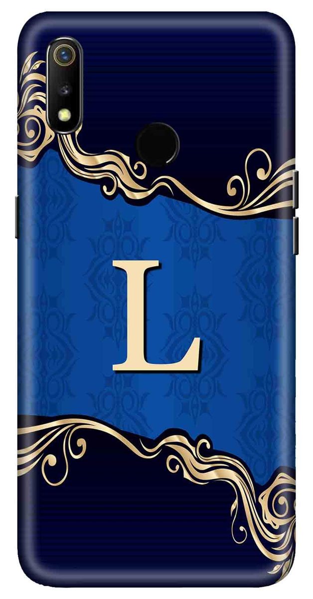 Amazon Brand - Solimo Designer Blue Pattern Alphabet-L 3D Printed Hard Back Case Mobile Cover for Realme 3 / Realme 3i