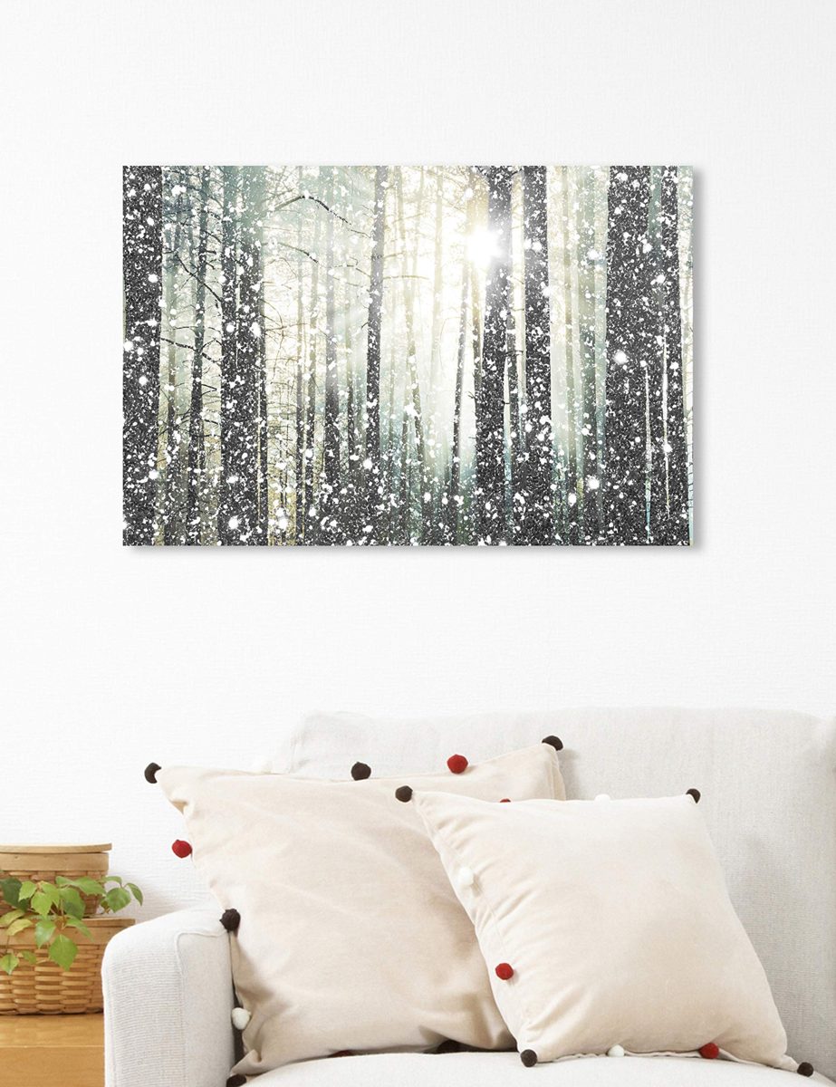 Amazon Brand – Stone & Beam Modern Silver and White Forest Print on Canvas Bathroom Wall Art Decor, 24" x 16"