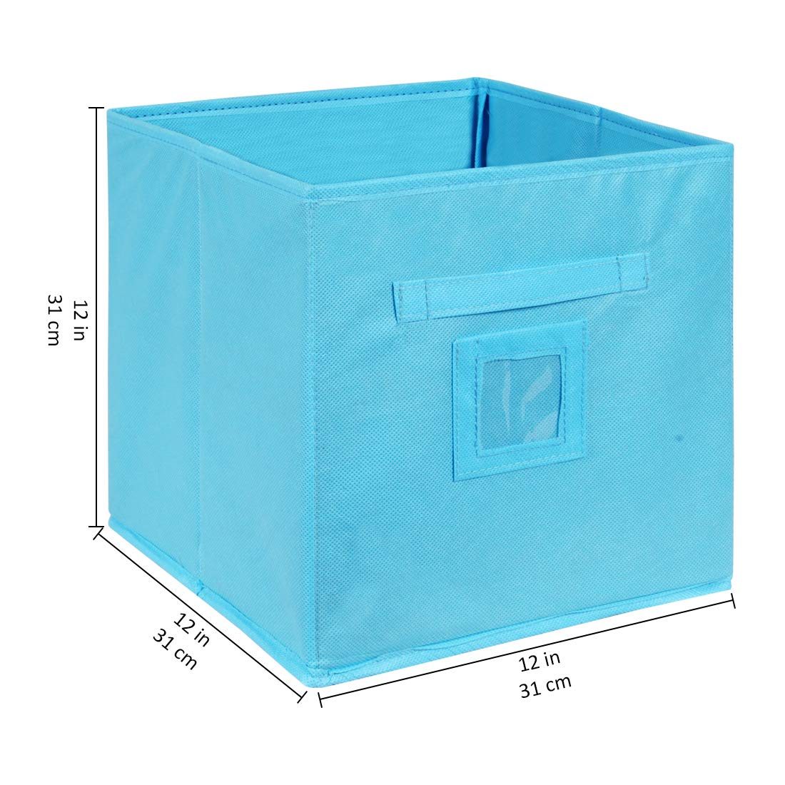 Amazon Brand - Solimo Fabric Storage Box, Medium, Set of 3, Medical Blue