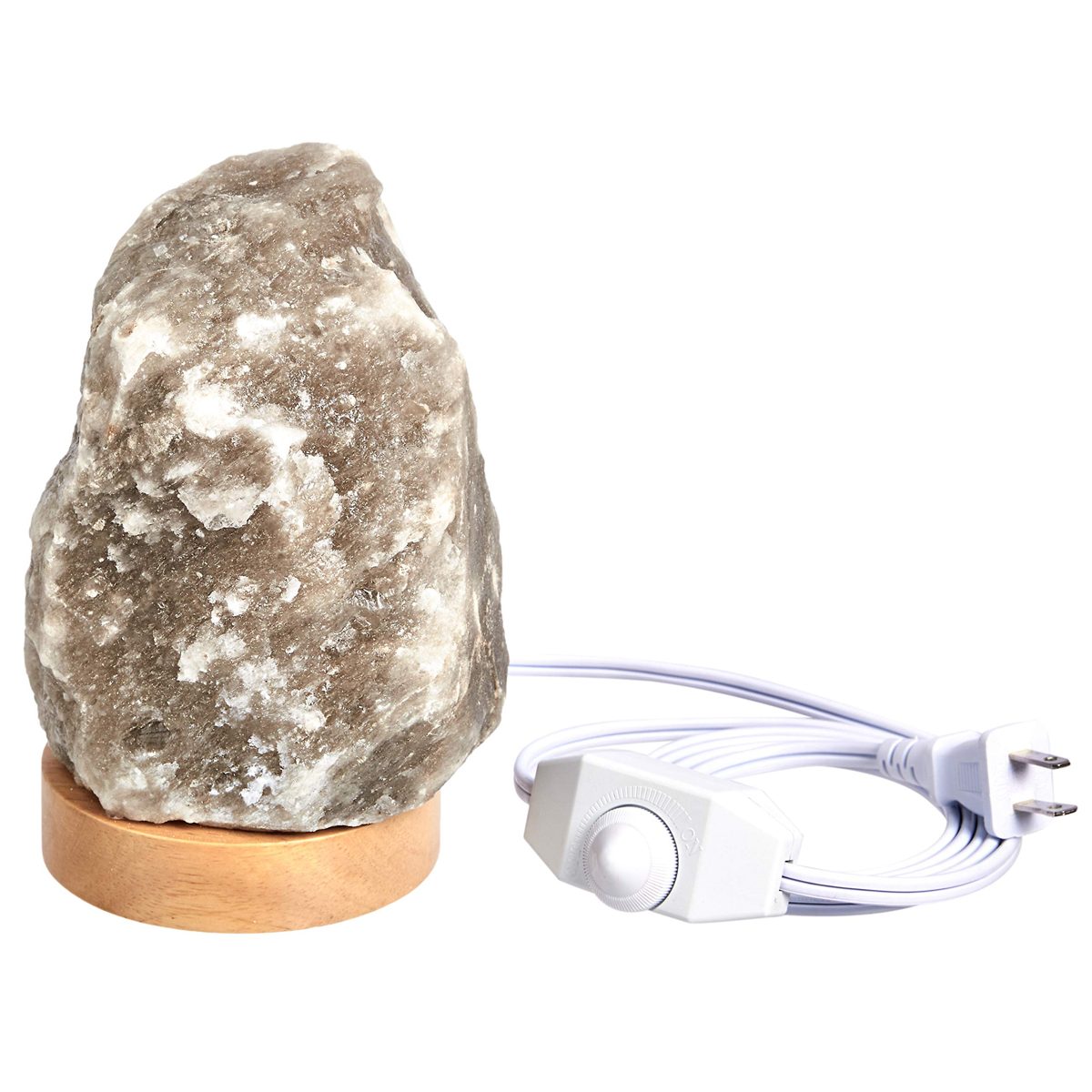 AmazonBasics Natural Himalayan Salt Lamp, Wood Base with Dimmer Switch - Crystal Grey, 5-7 Pounds