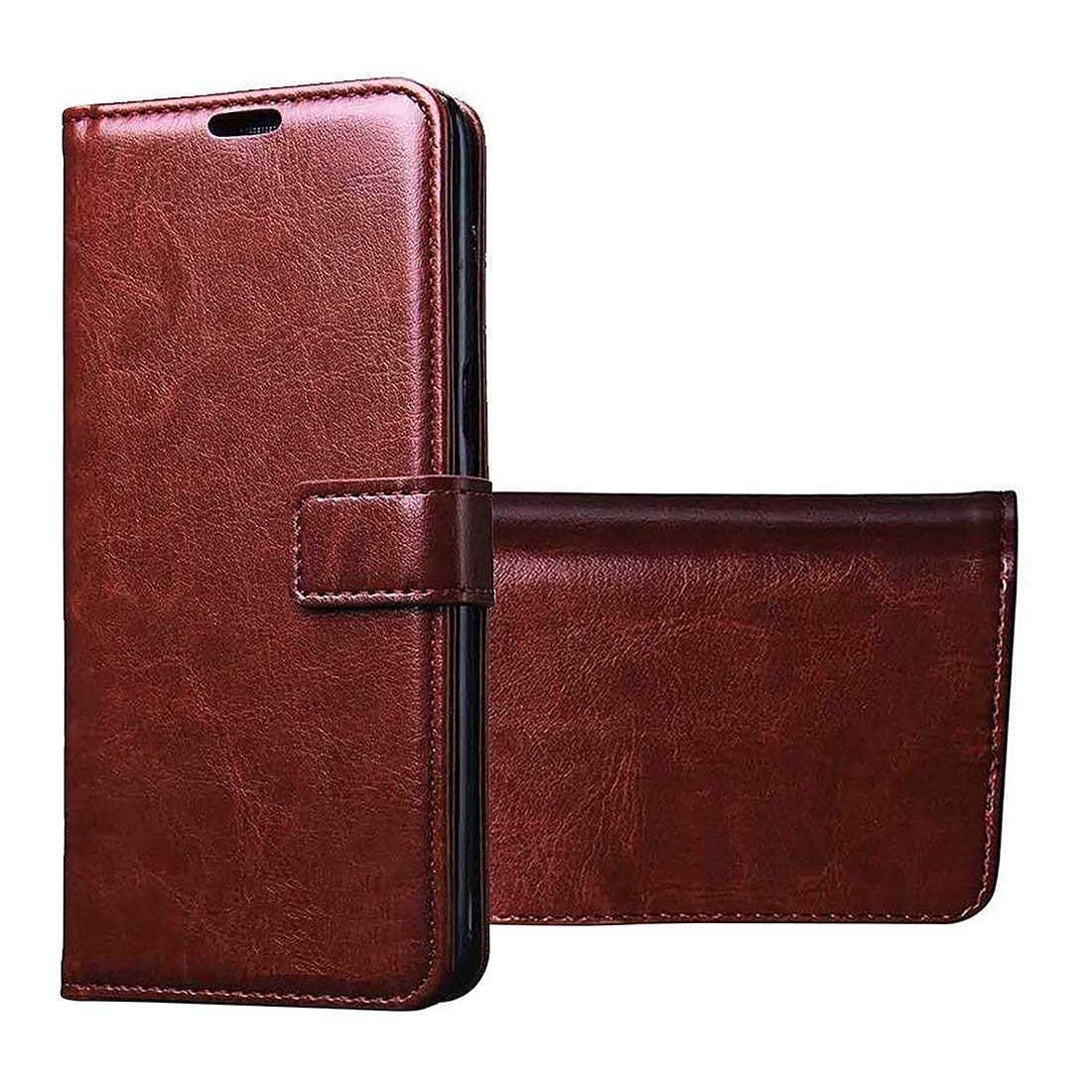 Amazon Brand - Solimo Flip Leather Mobile Cover (Soft & Flexible Back case) for Vivo V19 (Brown)