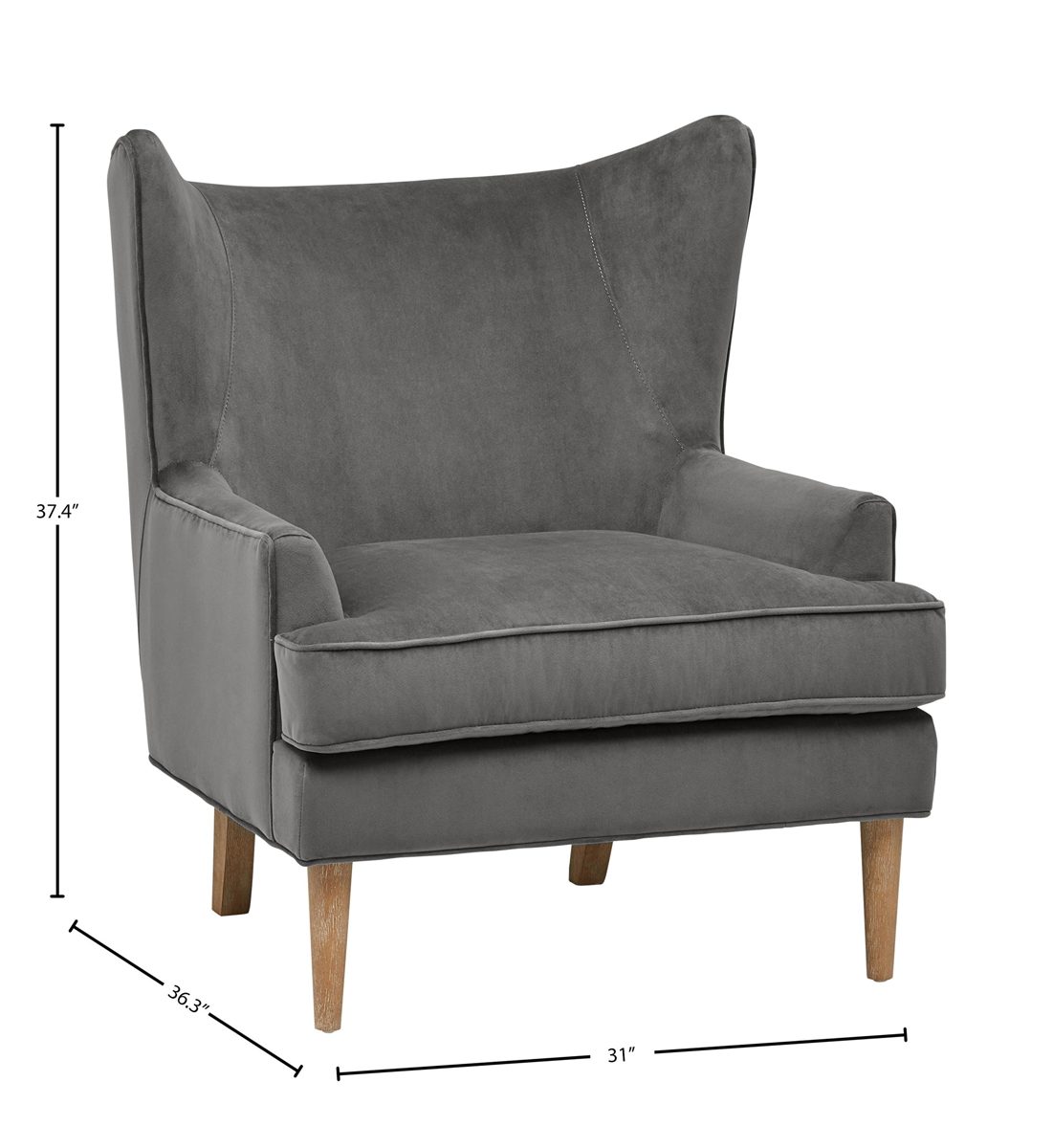 Amazon Brand – Rivet Chelsea Velvet Wing-Back Accent Chair, Otter Grey