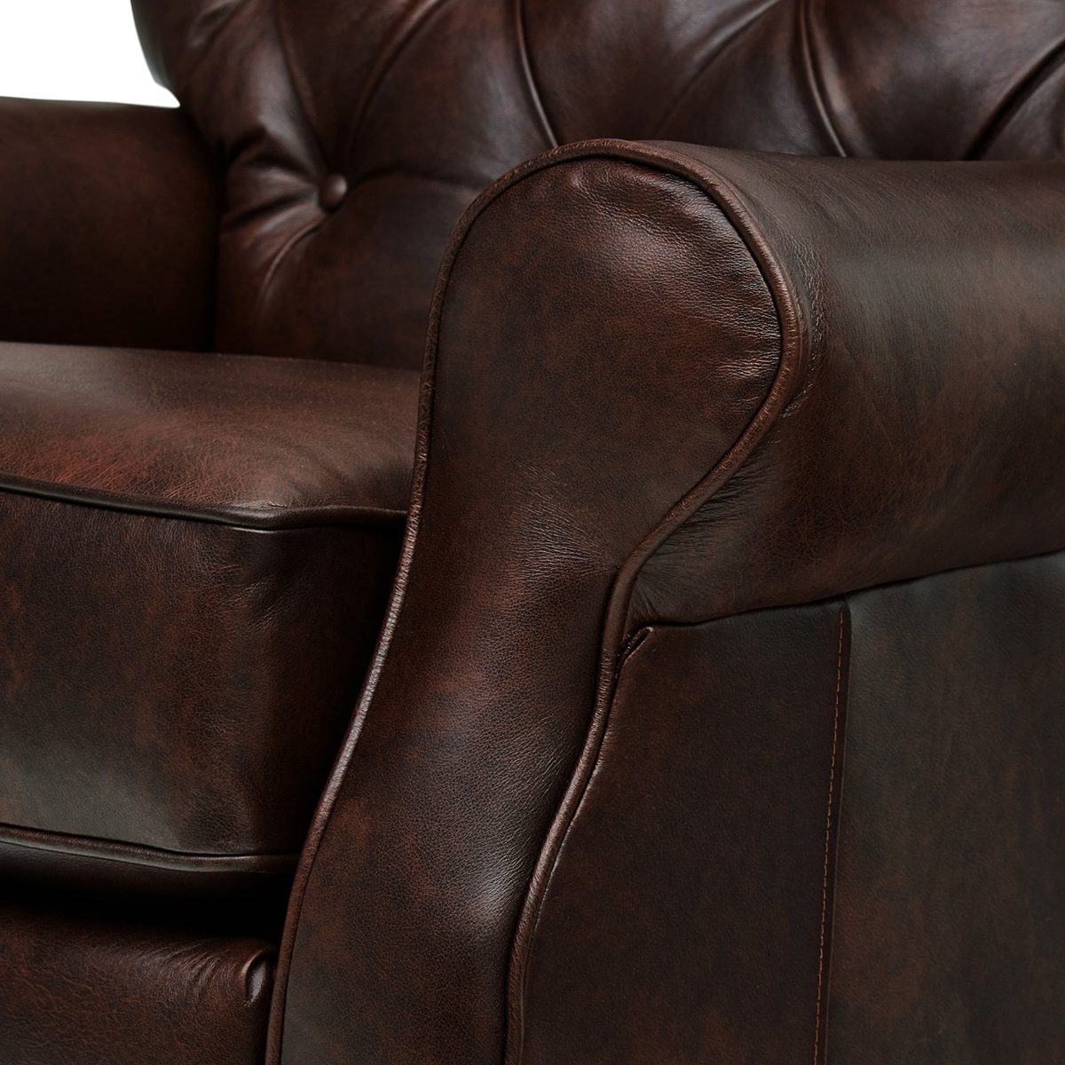 Amazon Brand – Stone & Beam Appleton Farmhouse Tufted Leather Recliner, 35"W, Driftwood