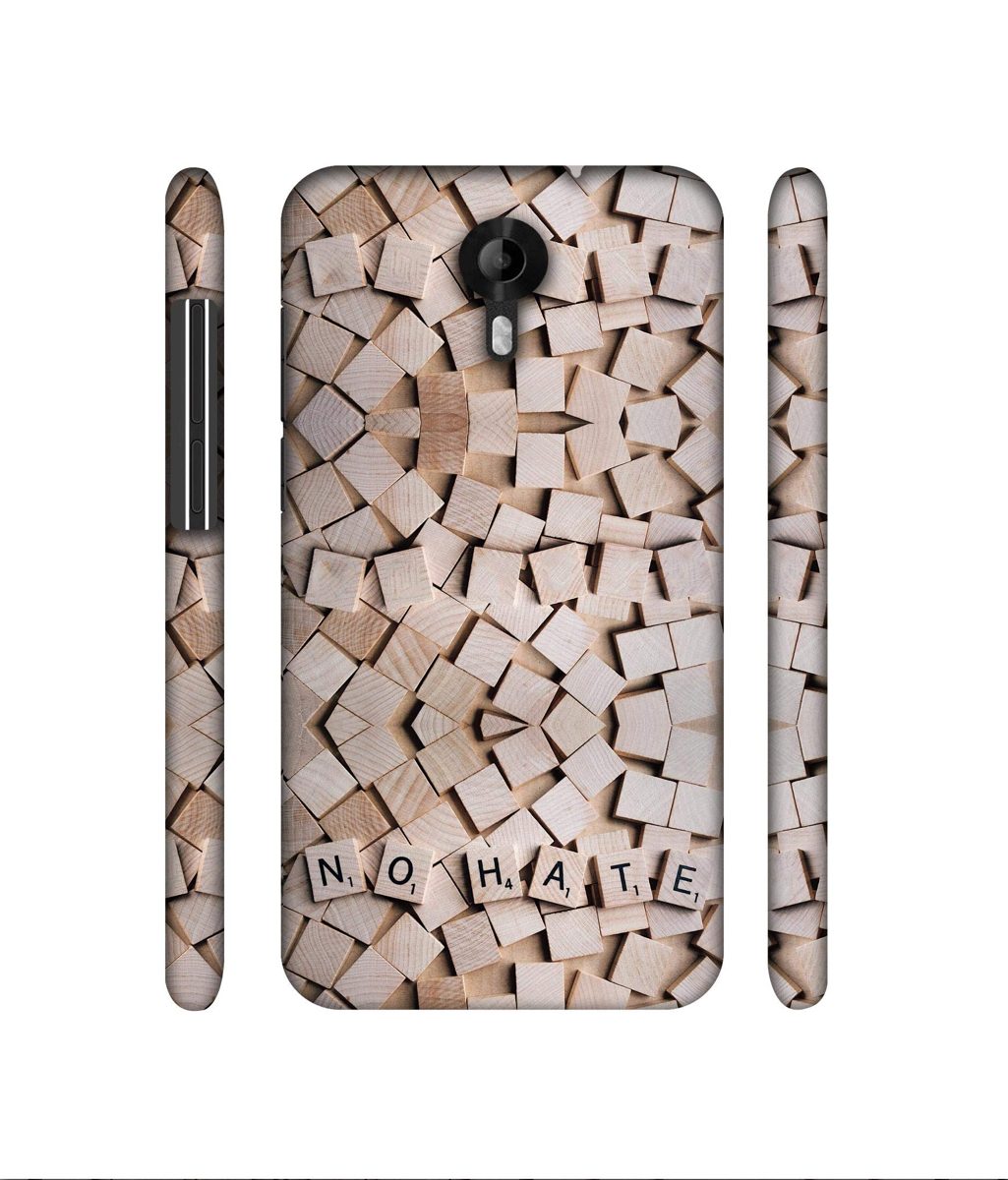 Amazon Brand - Solimo Designer No Hate On Wooden Block 3D Printed Hard Back Case Mobile Cover for Micromax Canvas Nitro 4G E455