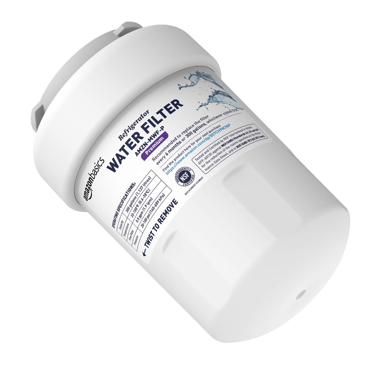 AmazonBasics Replacement GE MWF Refrigerator Water Filter, AMZN-MWF-P