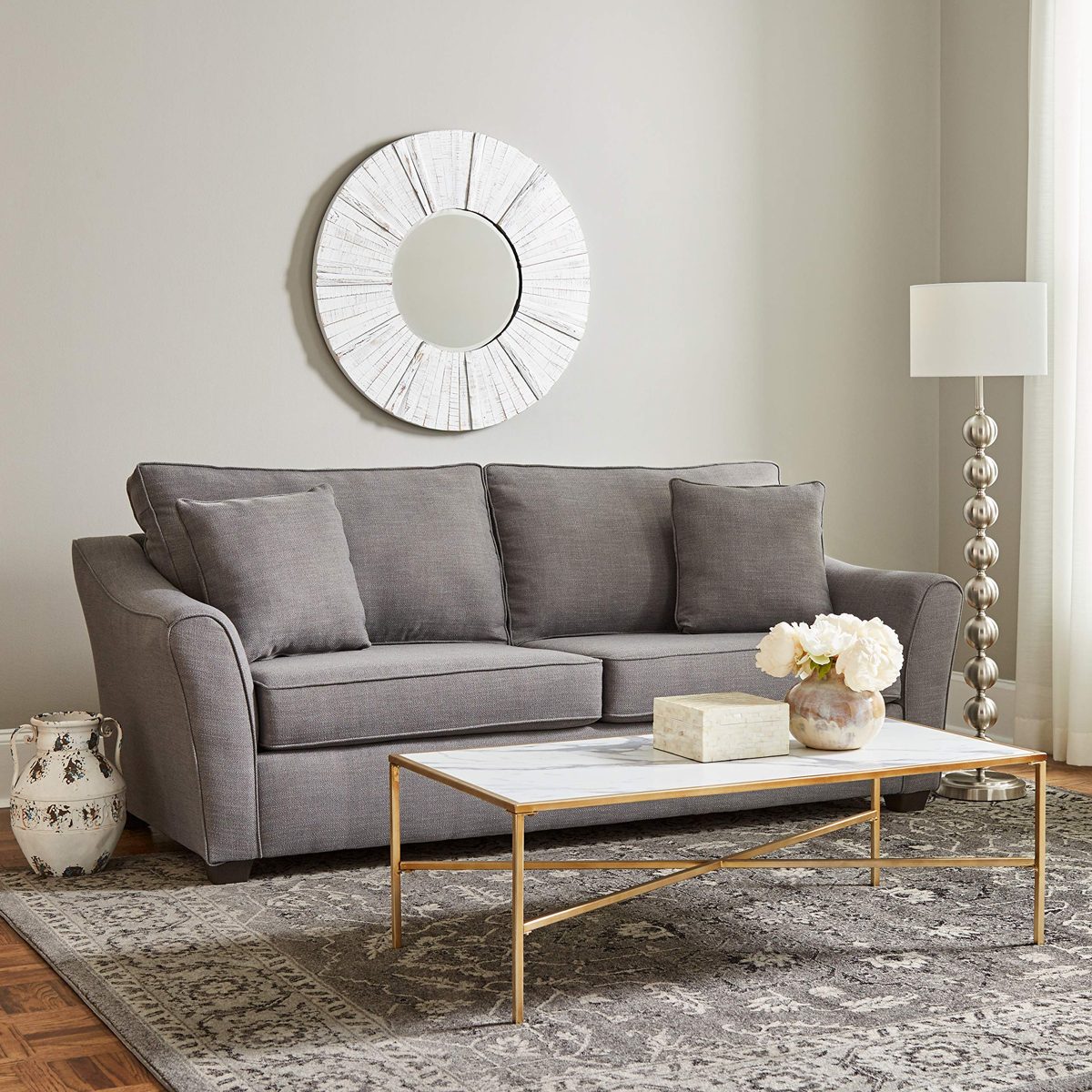Amazon Brand – Ravenna Home Parker Coffee Table, 47.2"W, Marble &amp; Gold