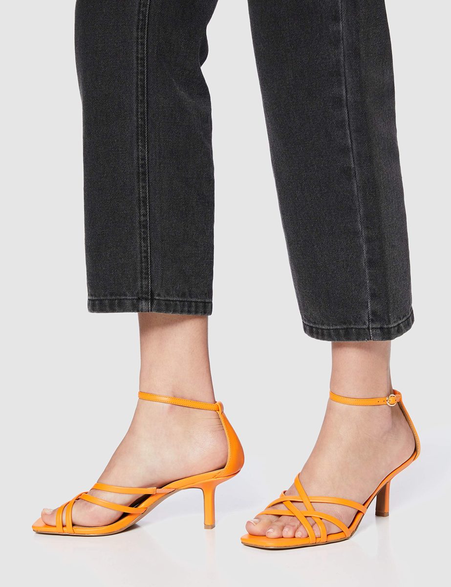 find. Women's 90s Barely There Sandal, Orange Citrus Orange, 8 us