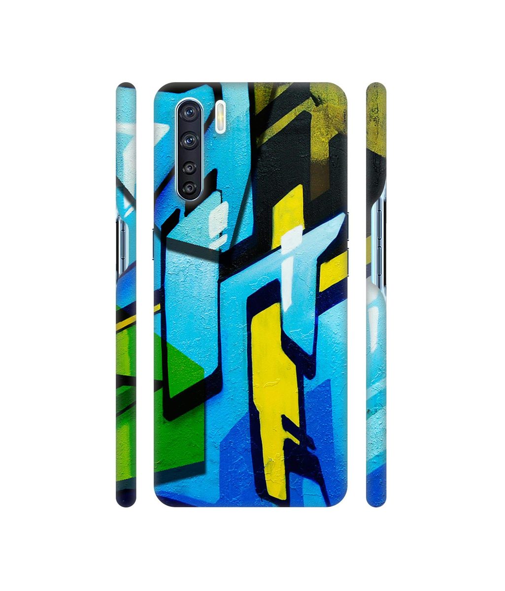 Amazon Brand - Solimo Designer Blue and Yellow Texture 3D Printed Hard Back Case Mobile Cover for Oppo F15
