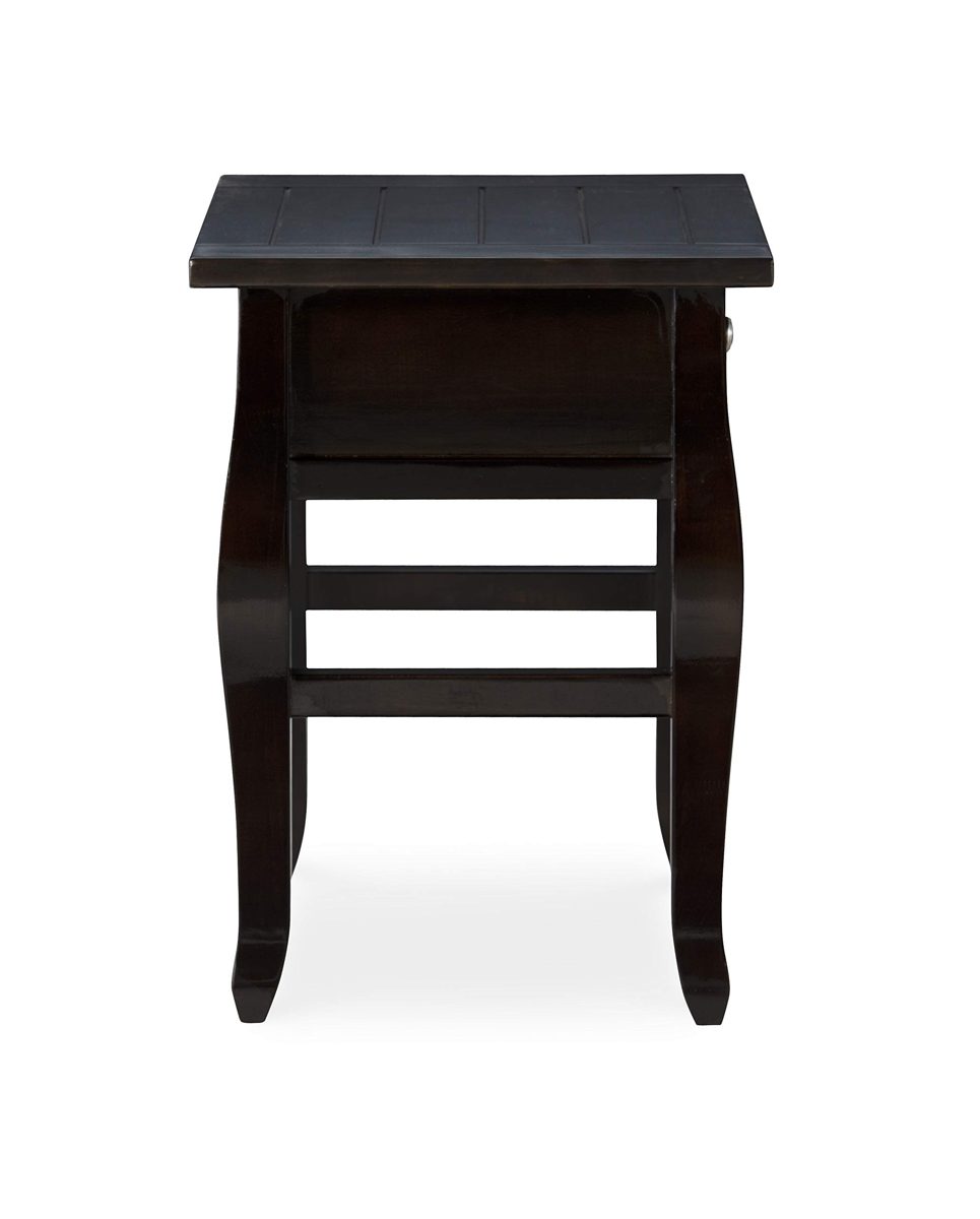 Ravenna Home Classic Plank-Top End Table, 18"W, Black Wood
