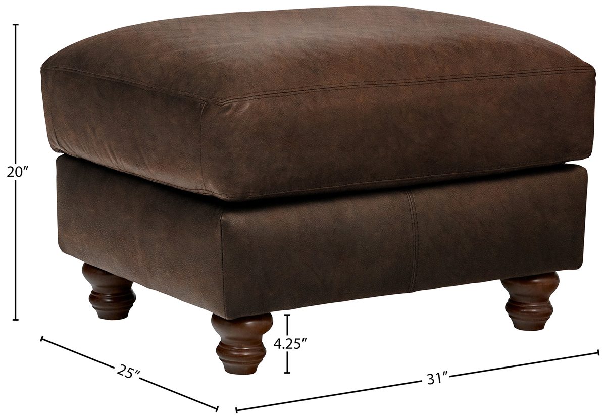 Amazon Brand – Stone & Beam Charles Classic Oversized Leather Ottoman, 31"W, Sod