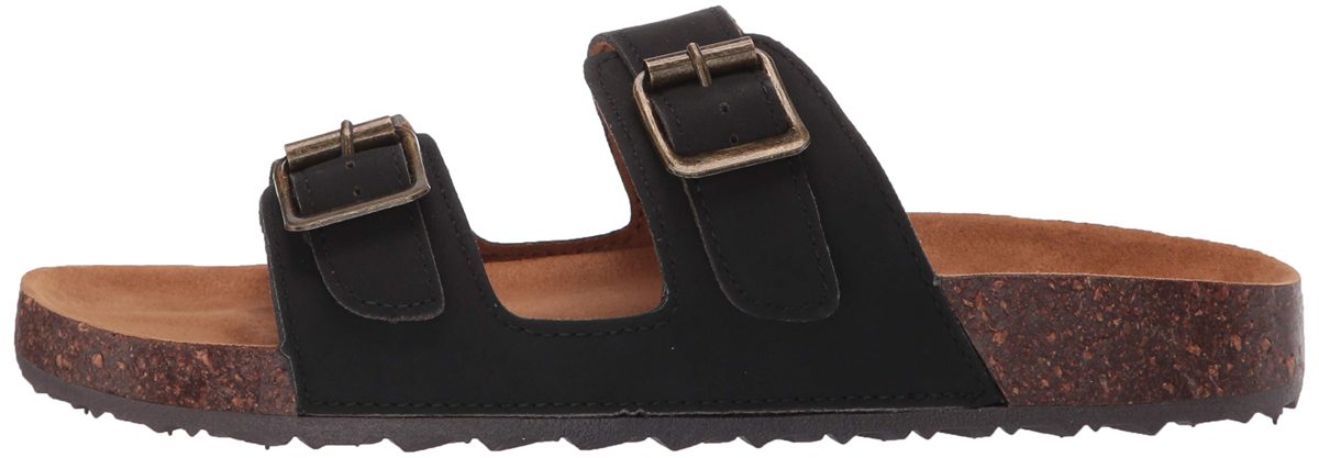 Amazon Essentials Women's Buckle Slip On Sandal, Black, 6 M US