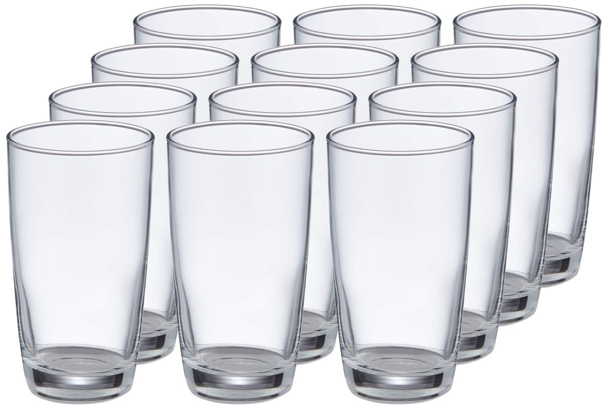 AmazonCommercial Highball Drinking Glasses, Barware Glass Tumbler, 9 oz, Set of 12