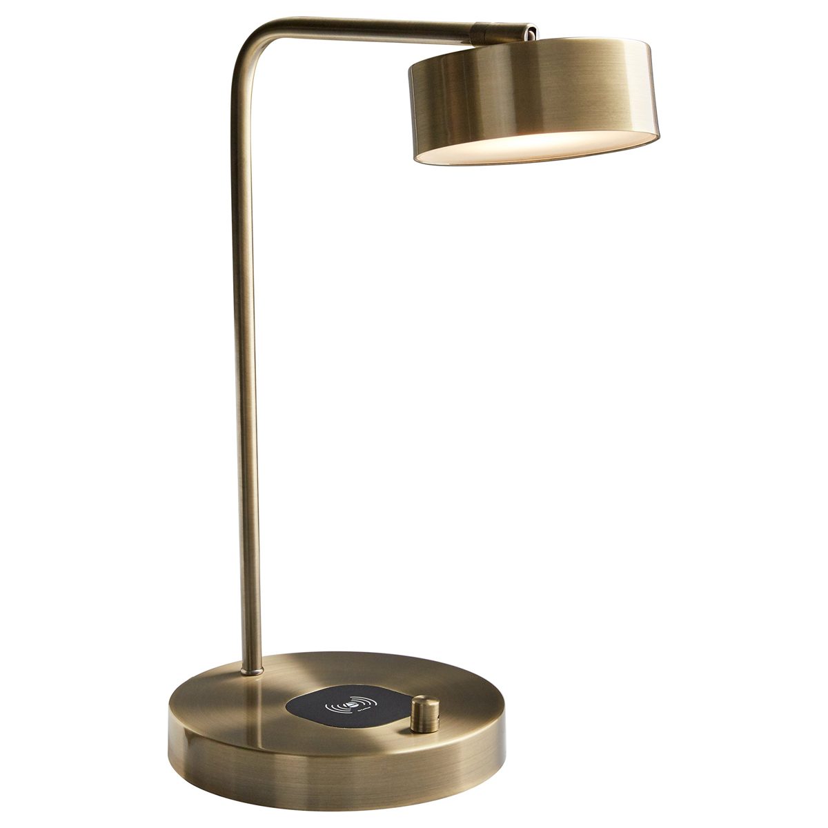 Stone & Beam Modern Task Lamp, 18.5"H, Antique Brass with Wireless Charging