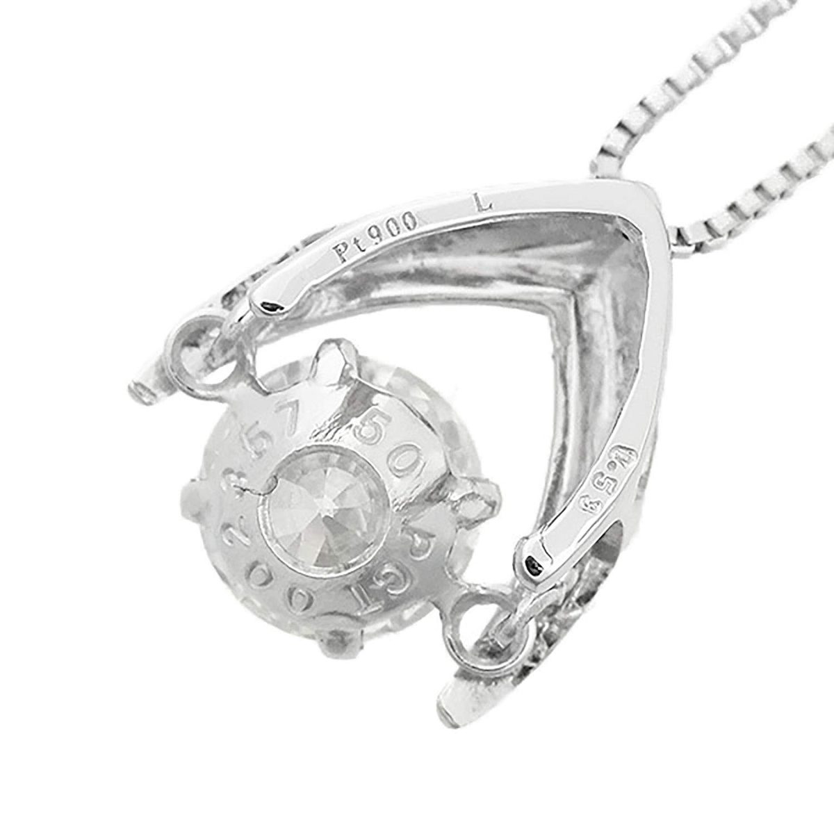 [Amazon Collection] Amazon Collection (AMBZO) Pt900 Dancing Stone Necklace Dancing Diamond 0.5ct Inverted V Shape (J.I1.VG Equivalent) LFV0010PT-05