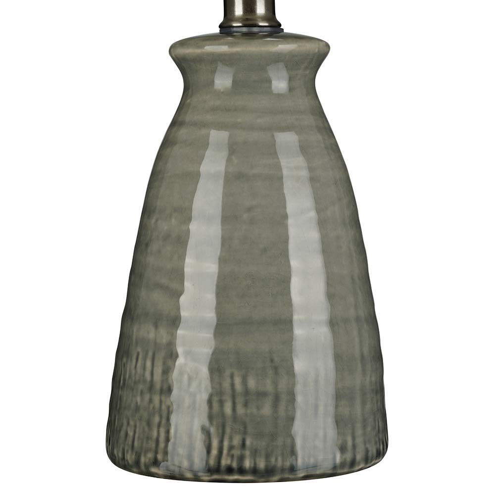 Amazon Brand – Stone & Beam Table Lamp with Textured Ceramic Base and LED Light Bulb - 15 Inch, Crackle Gray