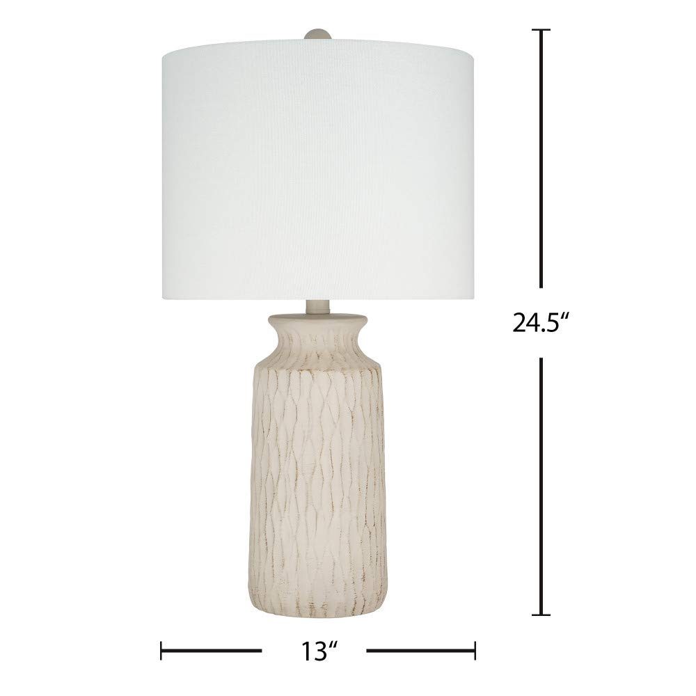 Amazon Brand – Stone & Beam Contemporary Textured 2-Tone Resin Table Lamp, LED Bulb Included, 24.5"H, Beige
