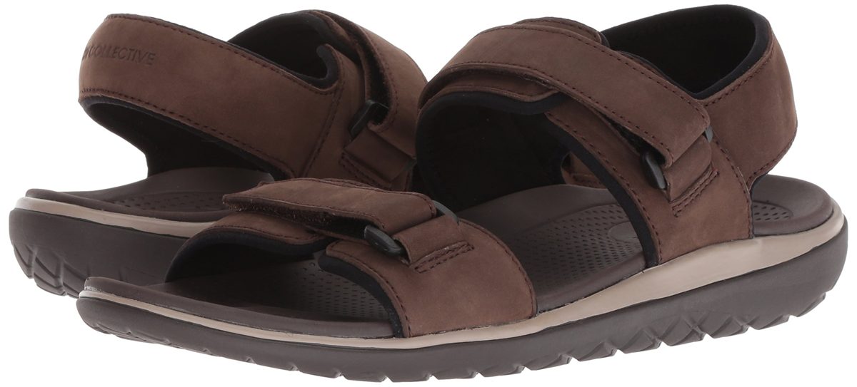206 Collective Amazon Brand Men's Greenlake Double Band Velcro Sandal, Chocolate Brown Gray Canvas/Nubuck, 7 D US