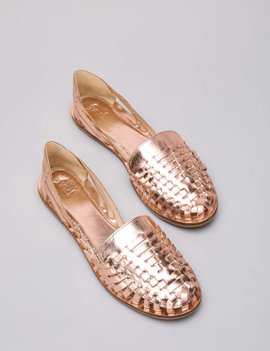 Amazon Brand - find. Women's Leather Hurrache Sandal, Natural, US 9.5