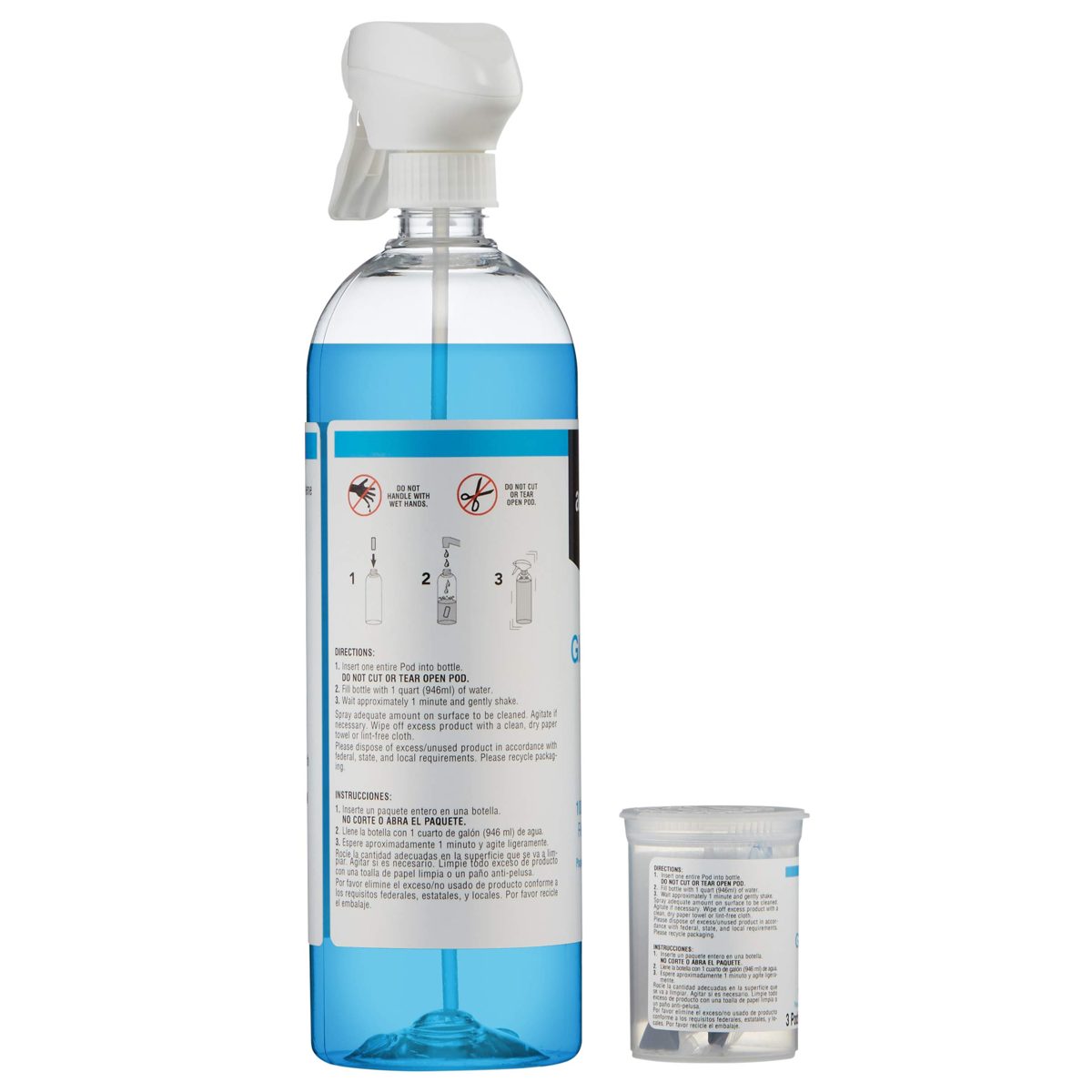 AmazonBasics Dissolvable Glass Cleaner Kit with 3 Refill Pacs
