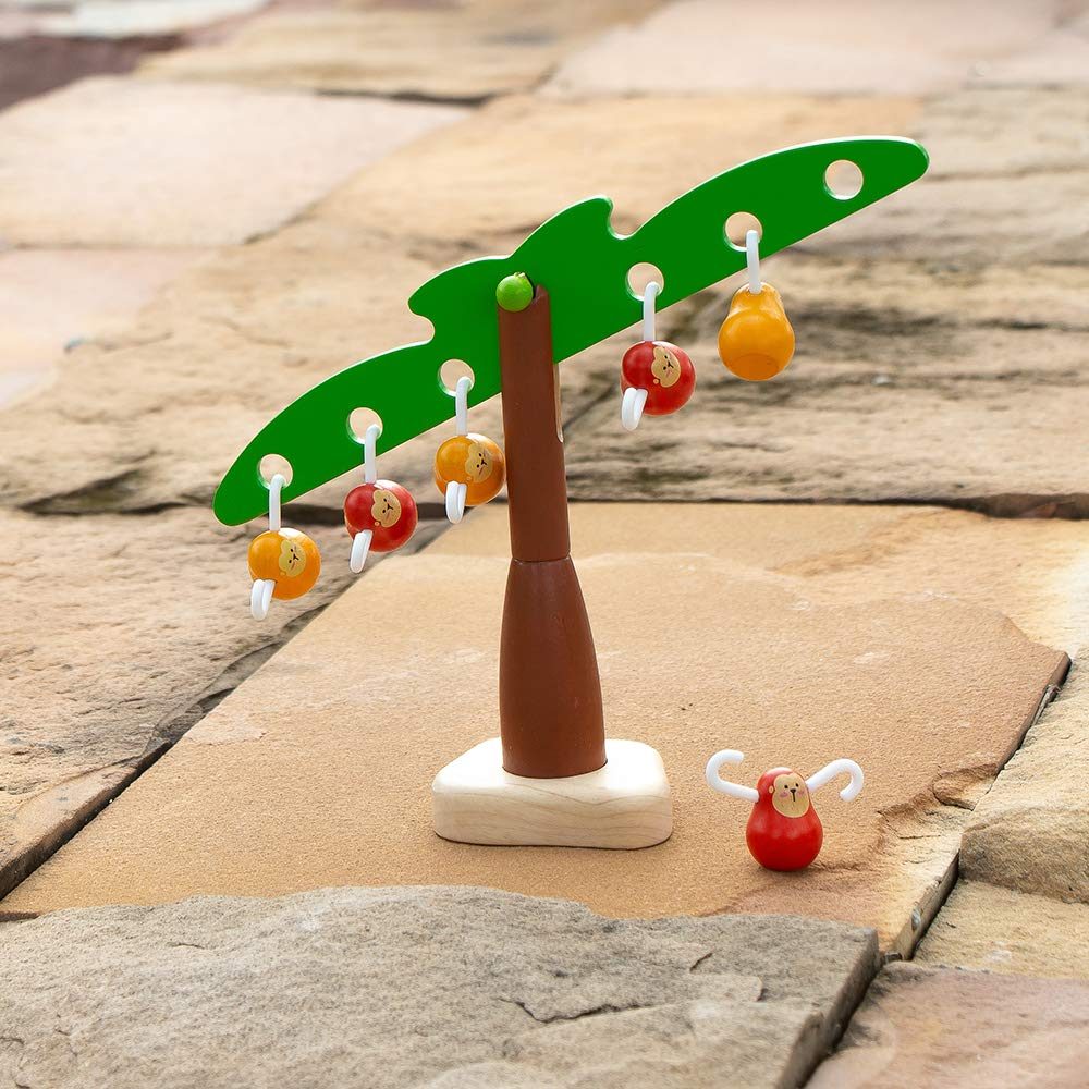 AmazonBasics Games Case Pack, Fruit & Veggie Domino (Gradient), Balancing Monkeys, Balancing Boat, Tower Tumbling, Balancing Cactus