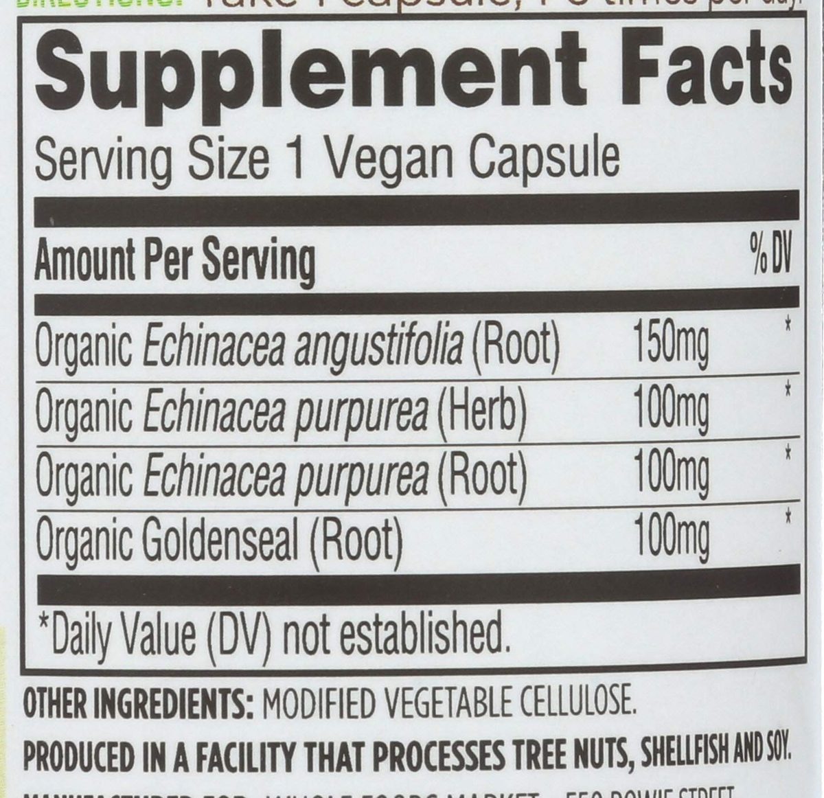 Whole Foods Market, Echinacea Goldenseal, 60 ct