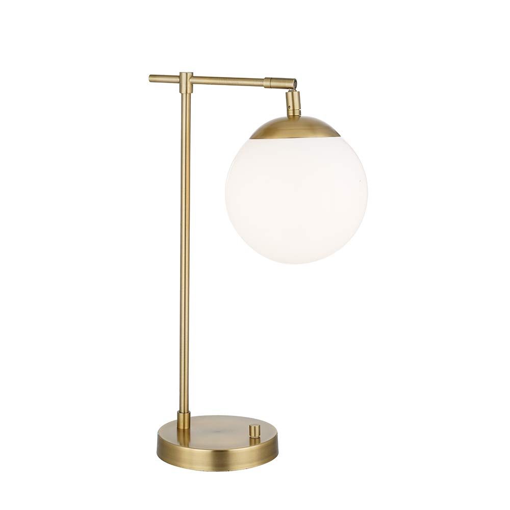 Amazon Brand – Rivet Modern Gold Globe Table Lamp 22" H, Integrated LED Light