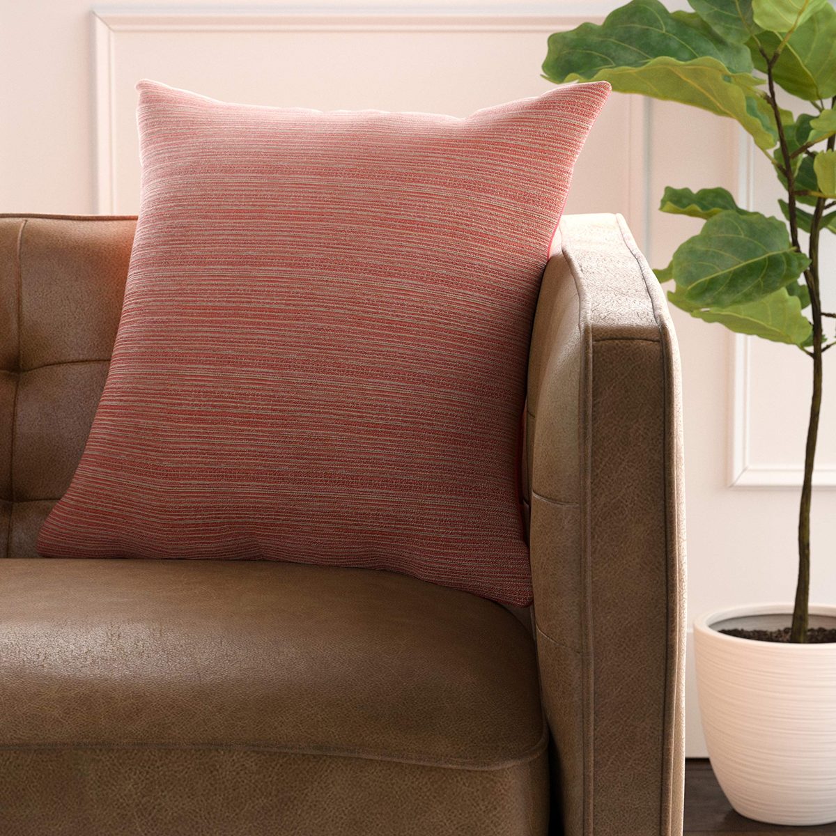 Amazon Brand – Rivet Contemporary Outdoor Throw Pillow - 20 x 20 Inch, Coral