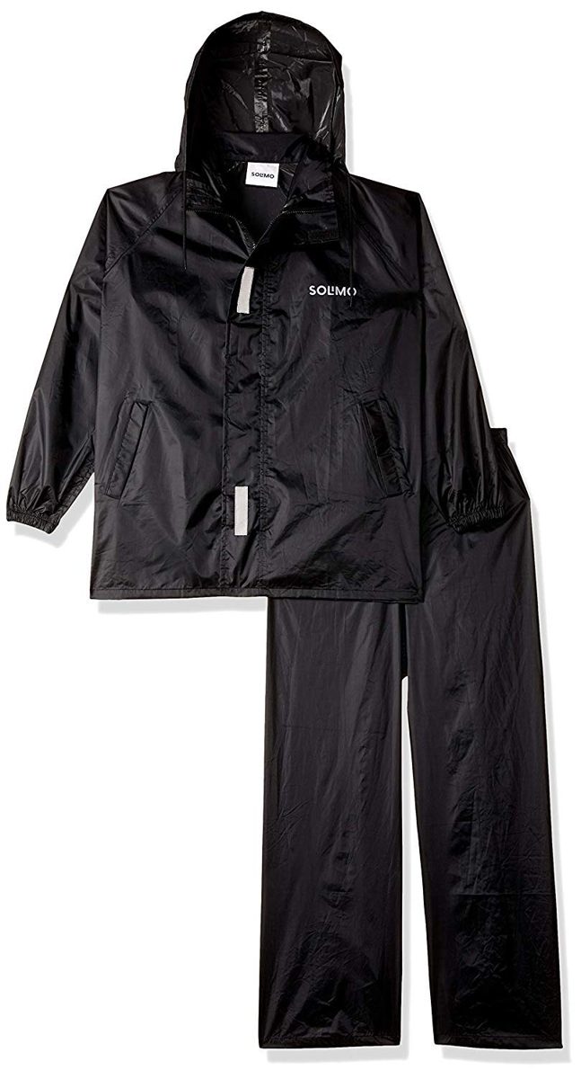 Amazon Brand - Solimo Water Resistant Polyester Rain Coat with Pant, Black, Large