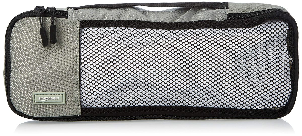 Amazon Basic Travel Pouch Travel Storage Case 4 Piece Set Slim x 4 Pieces - grey