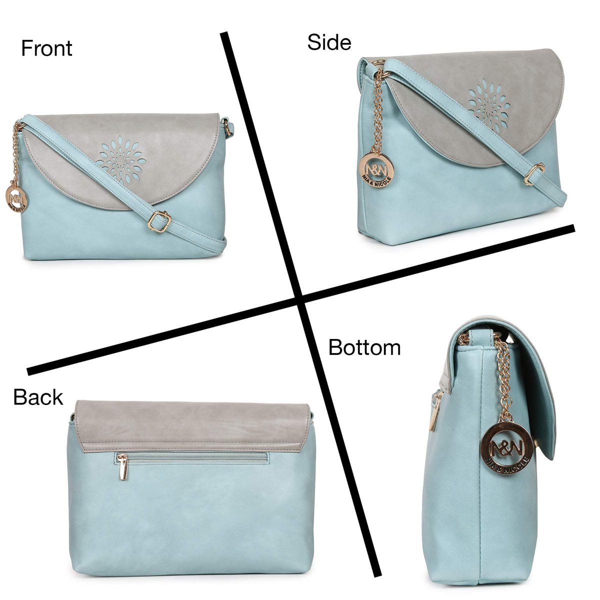 Nia & Nicole Women's Sling Bag (Light Grey)