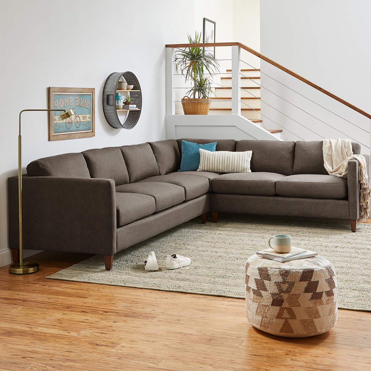 Amazon Brand – Stone & Beam Andover Modern Left L-Sectional Sofa, 124"W, Pewter
