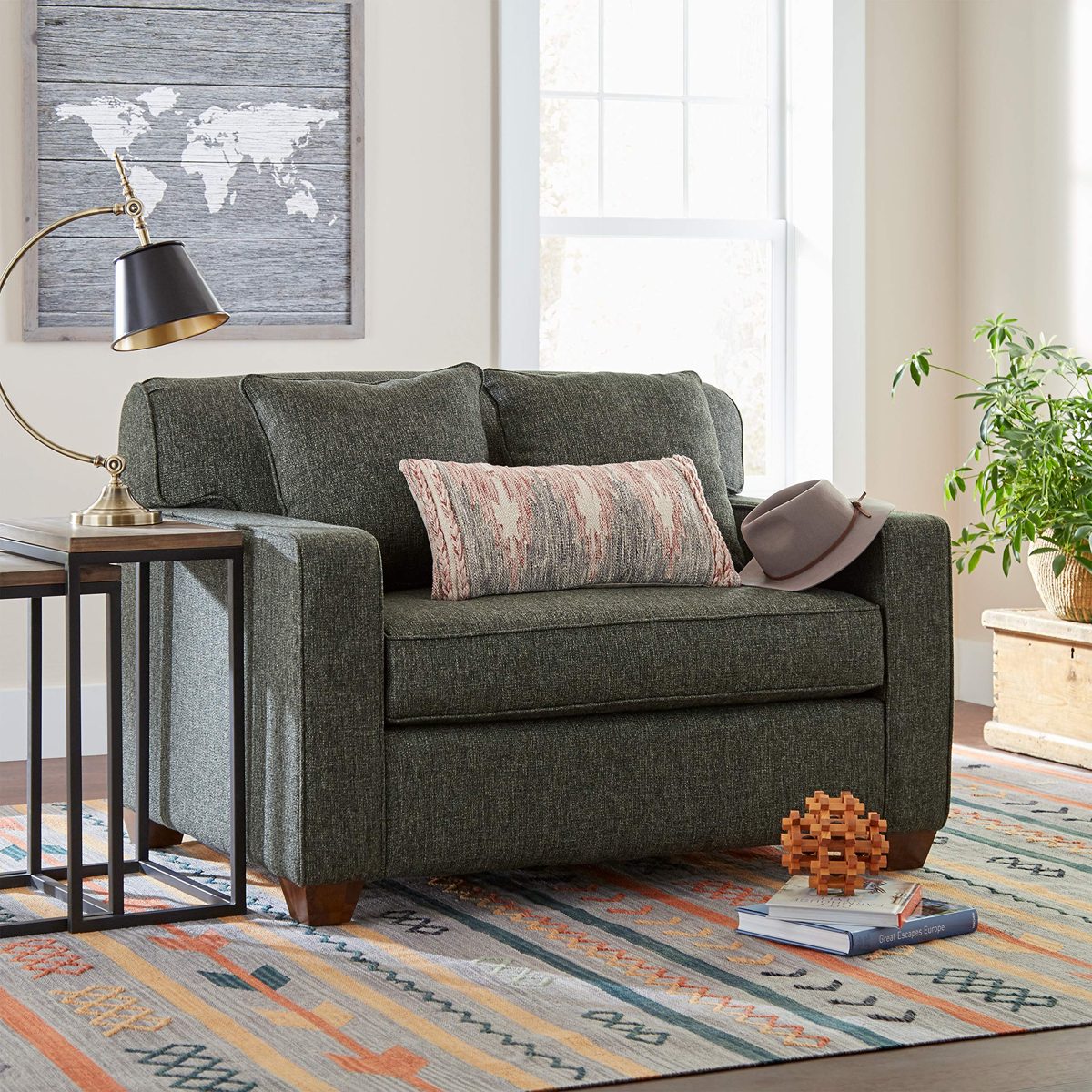 Amazon Brand – Stone & Beam Fischer Sleeper Chair, 51"W, Charcoal Fabric