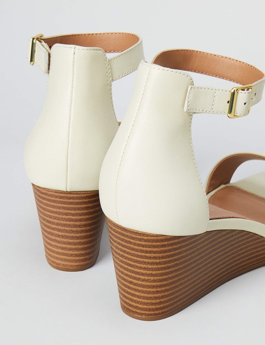 Amazon Brand - find. Women's Wedge Leather, Ivory (Off-white), 6