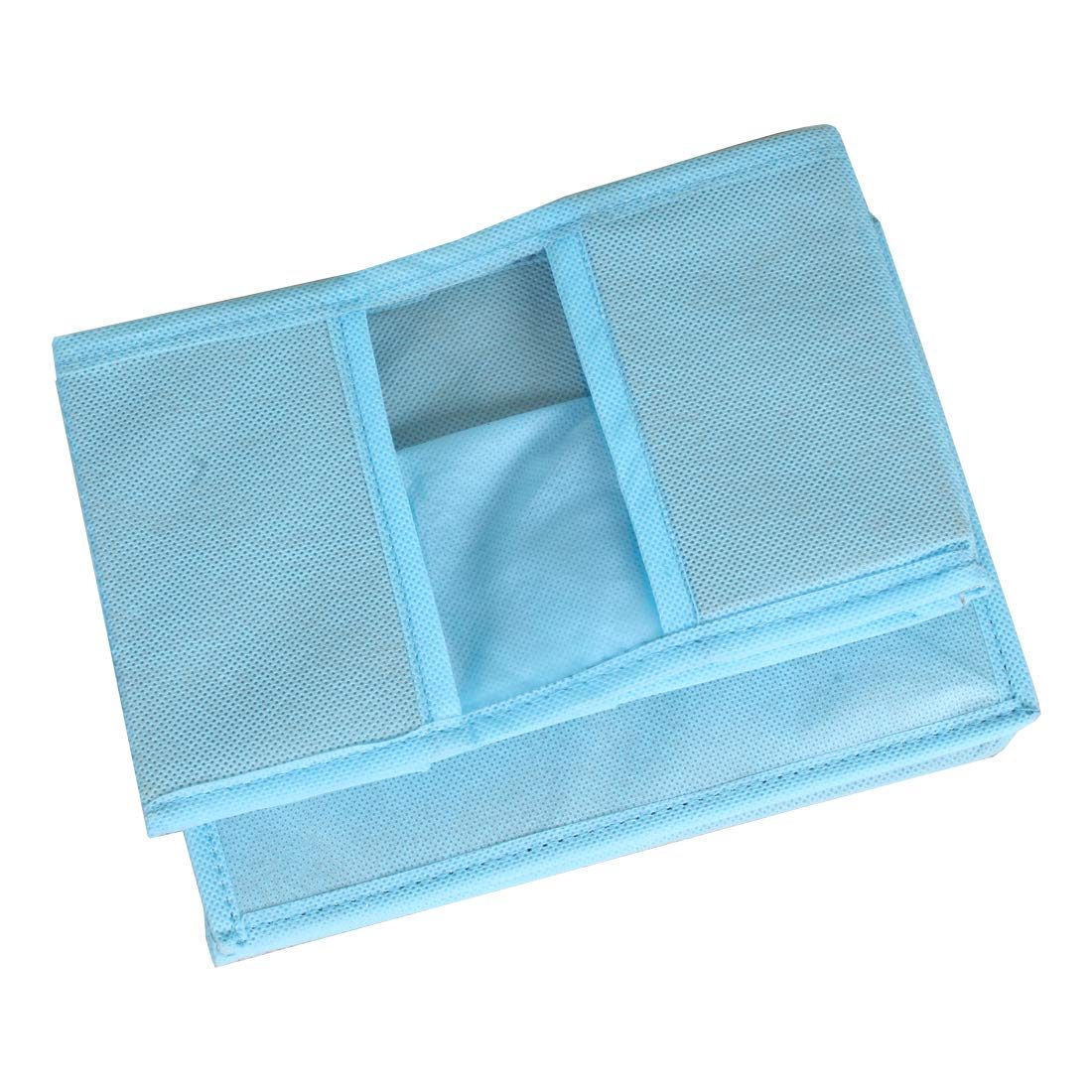 Amazon Brand - Solimo Fabric Rectangular Storage Box, Set of 6, Medical Blue