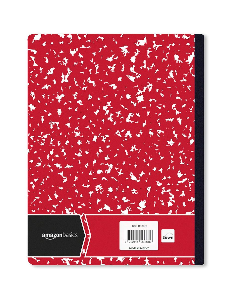 AmazonBasics Primary Composition 1/2" Ruled, 100-Sheet, 9.75" x 7.5", 15-Pack