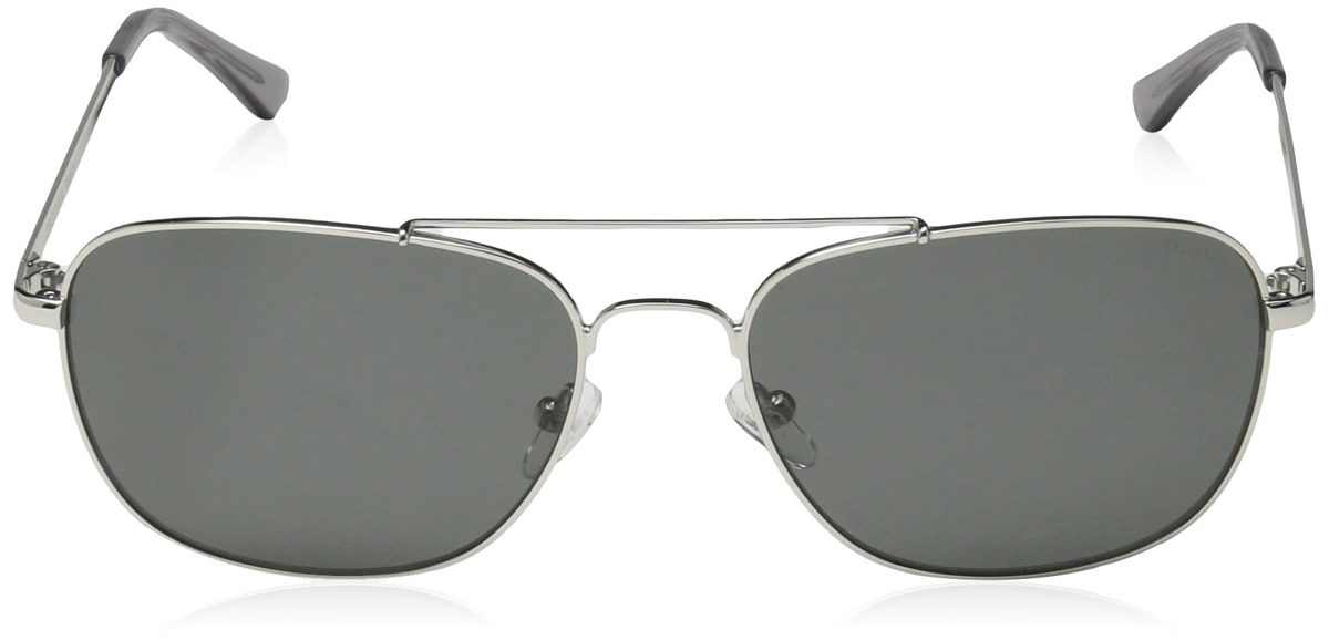Obsidian Sunglasses for Men Aviator Polarized Rectangle Frame 05, Silver, 58 mm