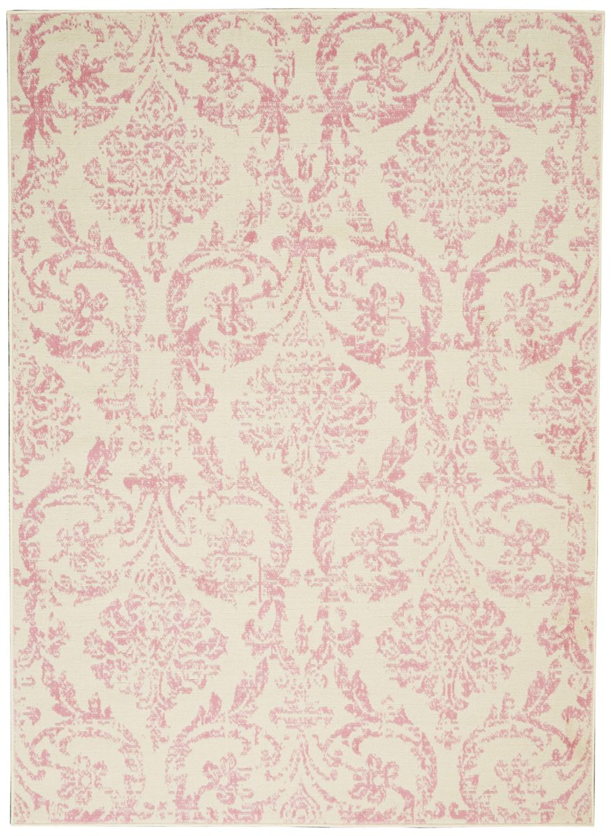 Ravenna Home Vintage Damask Patterned Rug, 5'3" x 7'3", Pink on Ivory
