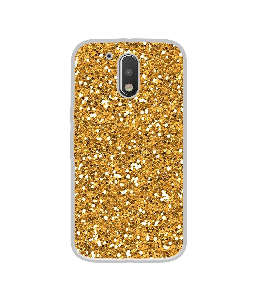 Amazon Brand - Solimo Designer Golden Sparkle UV Printed Soft Back Case Mobile Cover for Motorola Moto G4 Plus