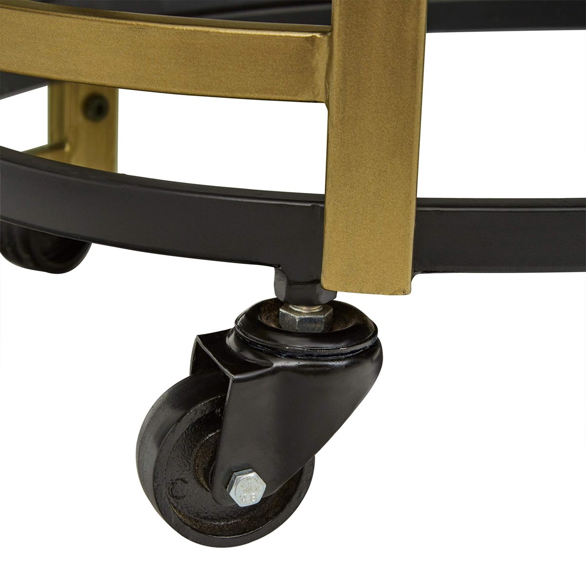Amazon Brand – Rivet Modern Glass Shelf Rolling Serving Bar Cart, 32.28"H, Black &amp; Gold