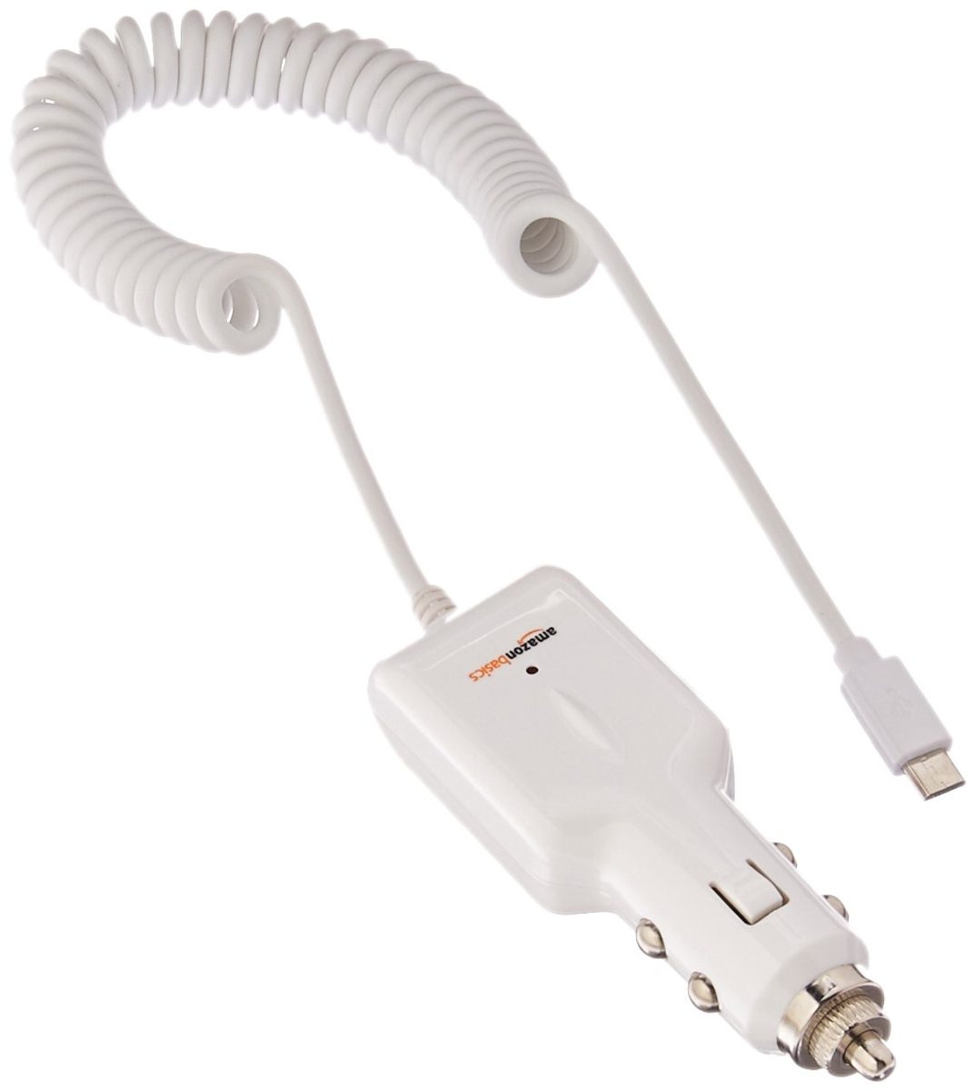 AmazonBasics Micro USB Universal Car Charger for Android - Coiled Cable, White, 10-Pack