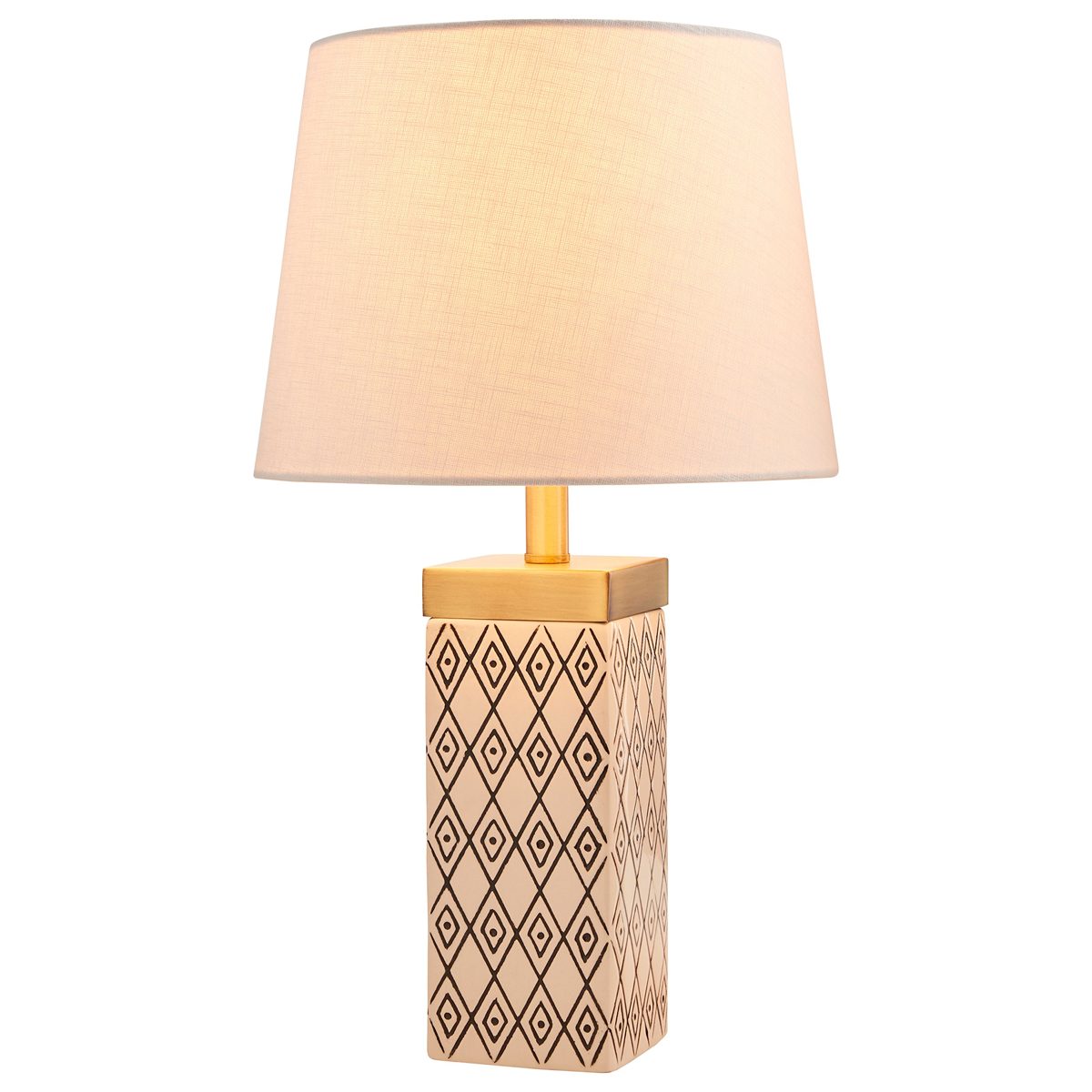 Rivet Geometric Shape Ceramic Table Lamp with Bulb, Black and White, 8.0" x 8.0" x 16.75", Grey