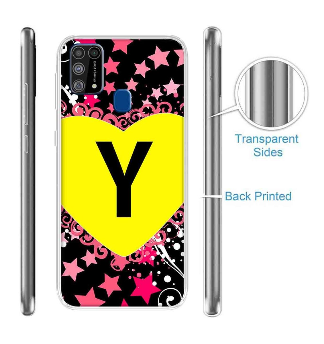 Amazon Brand - Solimo Designer Multicolor Heart Pattern Alphabet-Y Printed Soft Back Case Mobile Cover for Samsung Galaxy M31