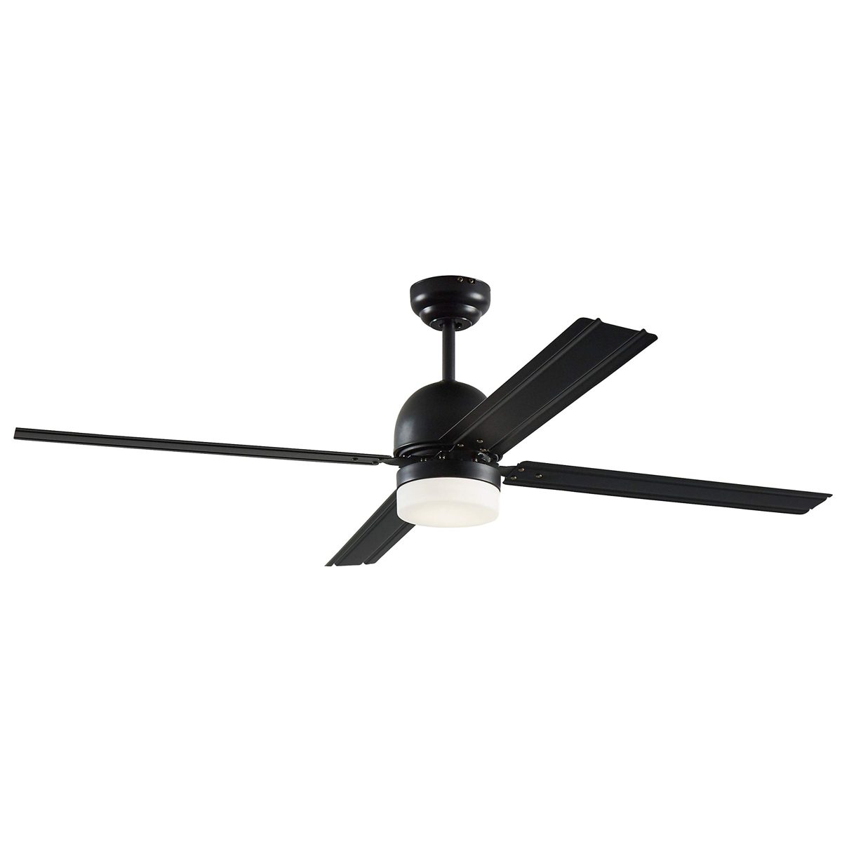 Amazon Brand – Rivet Modern Straight Blade Remote Control Flush Mount Ceiling Fan with Integrated LED Light - 53 x 53 x 16 Inches, Matte Black