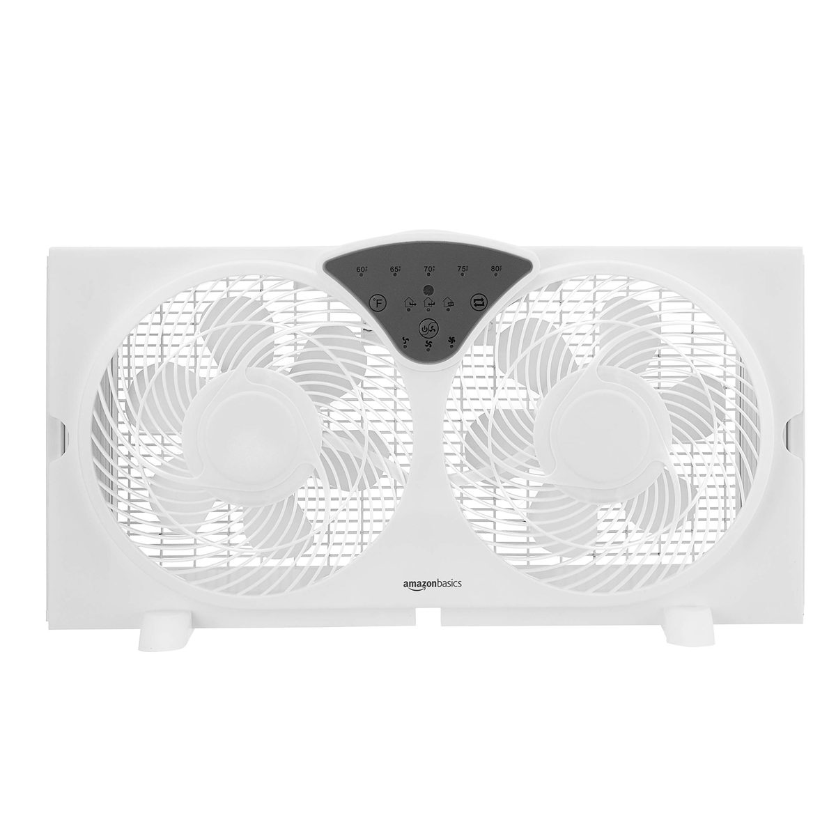 AmazonBasics Digital Window Fan with Twin 9-Inch Reversible Airflow Blades and Remote Control (Renewed)