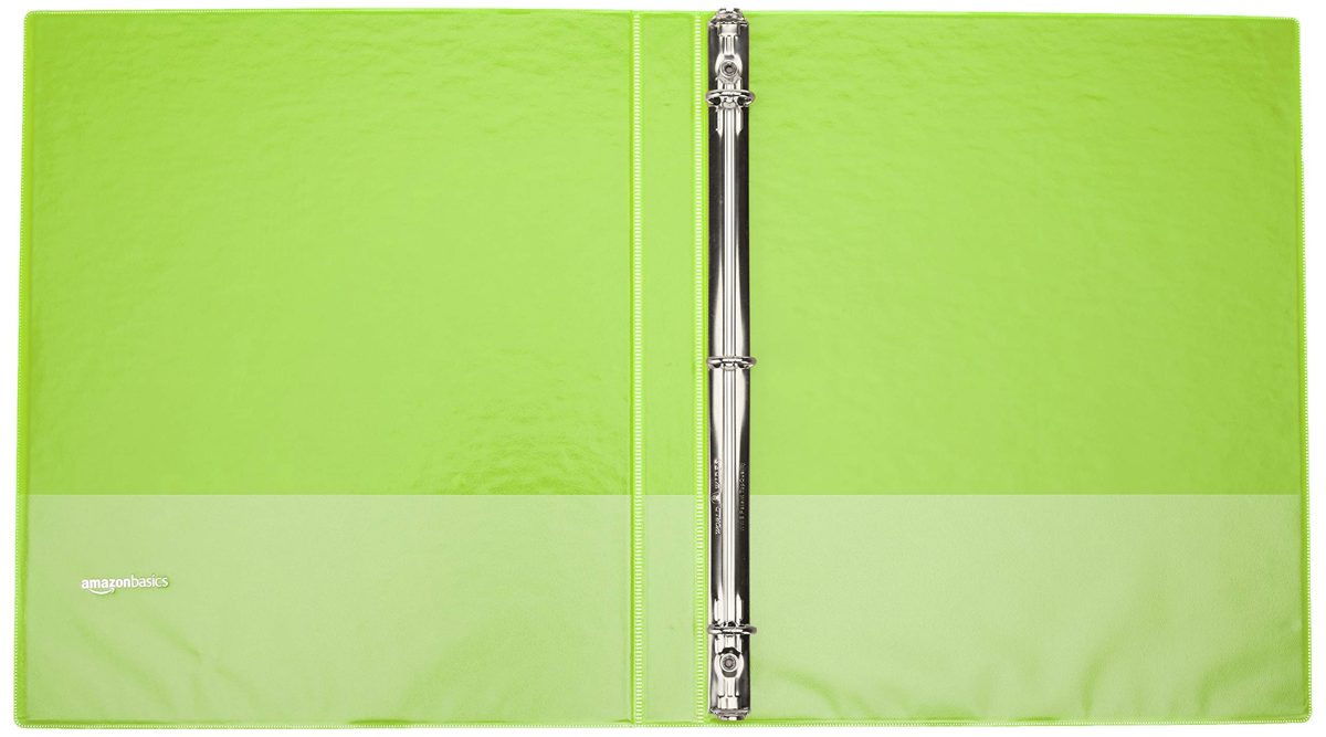 AmazonBasics 1/2-Inch Round Ring Binder, Green, View, 6-Pack (Renewed)