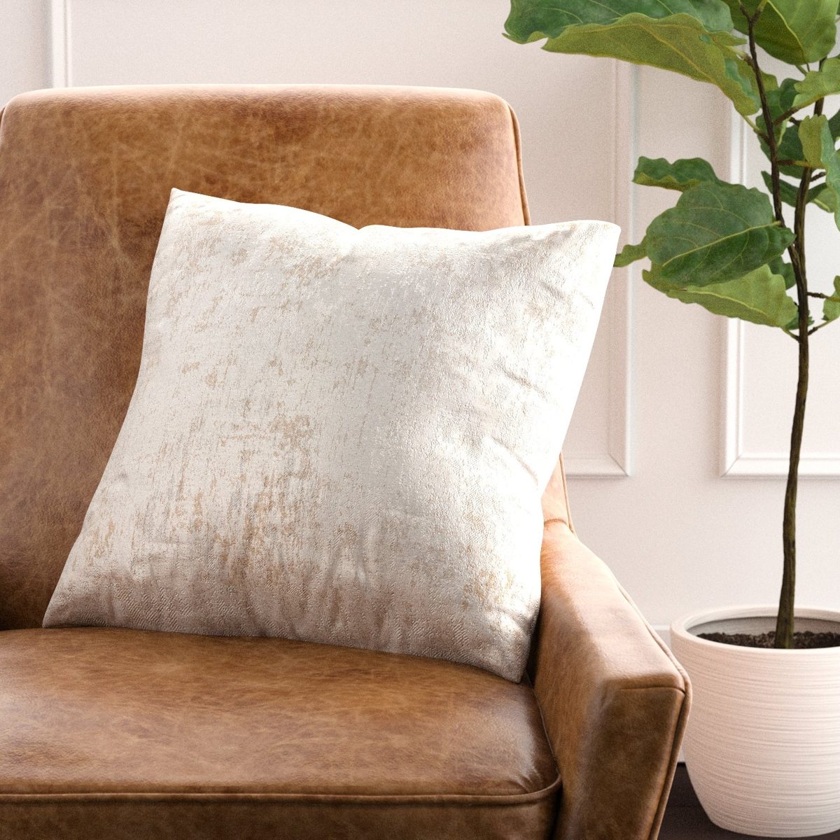 Amazon Brand – Rivet Modern Metallic Velvet Decorative Throw Pillow, Soft and Luxurious, 17" x 17", Gold