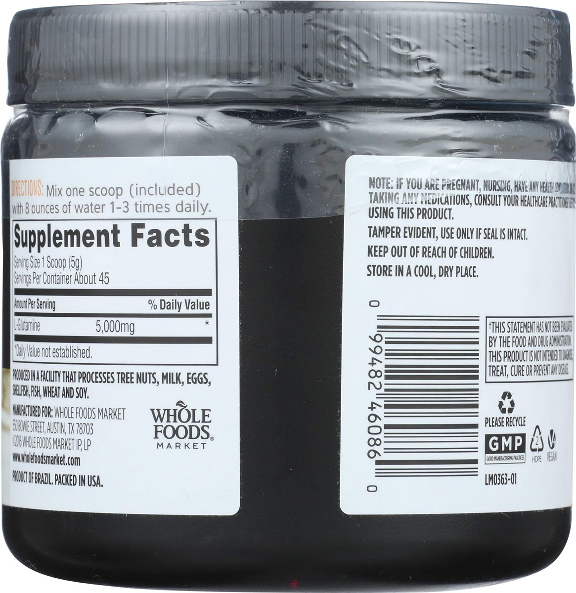 Whole Foods Market, L-Glutamine Free-Form Powder, 8 oz