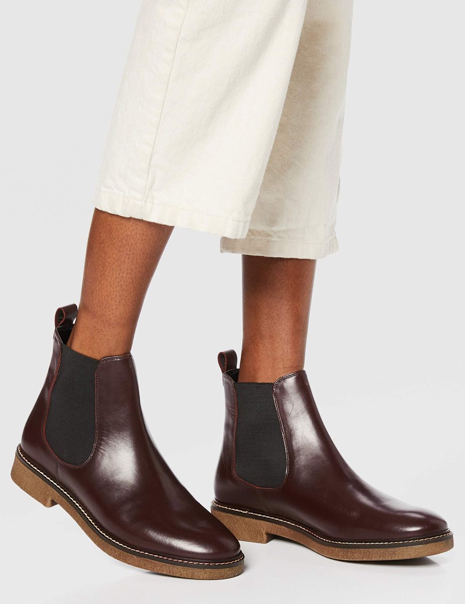 Amazon Brand - find. Women's Chelsea Boots, Red Plum), US 7.5